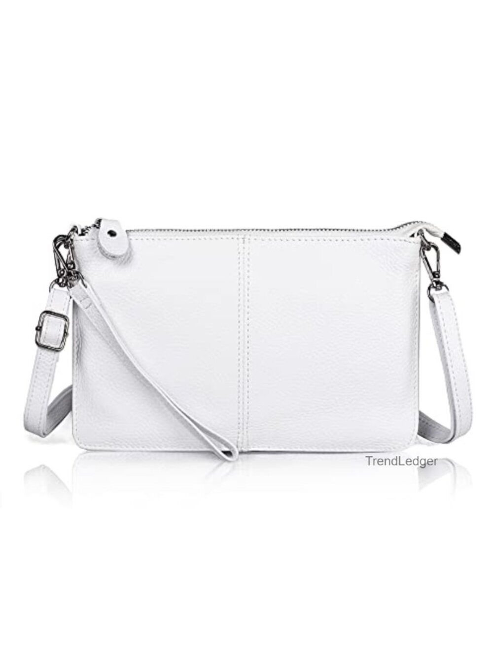 Genuine Pebble Leather Small Crossbody Wristlet Wallet RFID Blocking Clutch